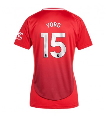 Manchester United Leny Yoro #15 Primera Equipación Mujer 2024-25 Manga Corta